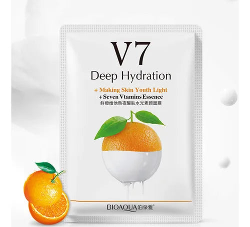 Mascarilla Facial Bioaqua V7 De Hidratación Profunda Naranja